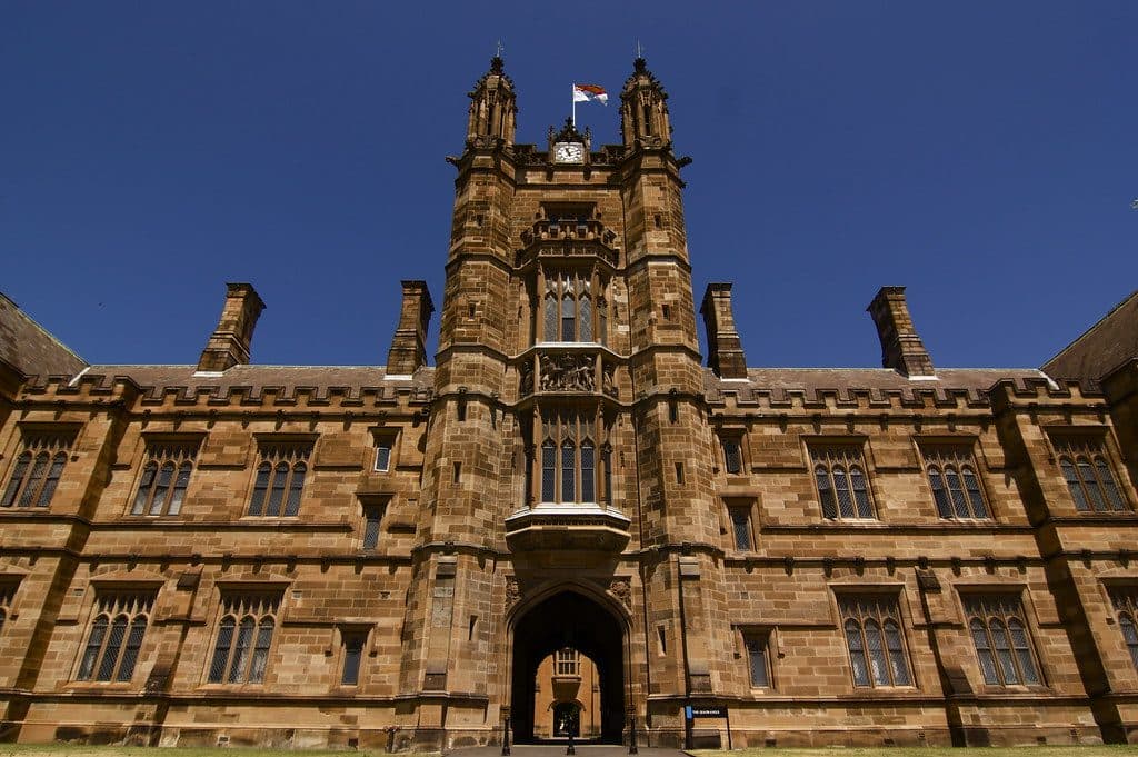 Sandstone university clock tower