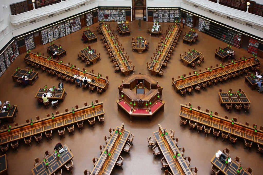 The octagonal reading room of the State Library Victoria